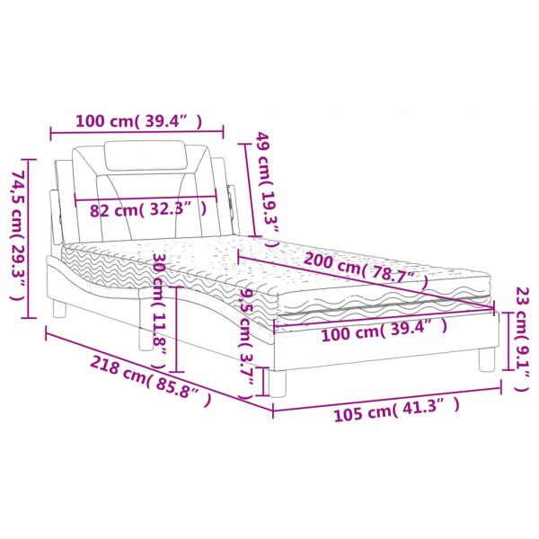 Bett mit Matratze Schwarz 100x200 cm Kunstleder