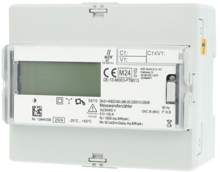 NZR DHZ+ 1(6)A,3x230/400 Wechsel-/ Drehstromzähler DHZ+, digital S0 2Tarif MID (57320205)