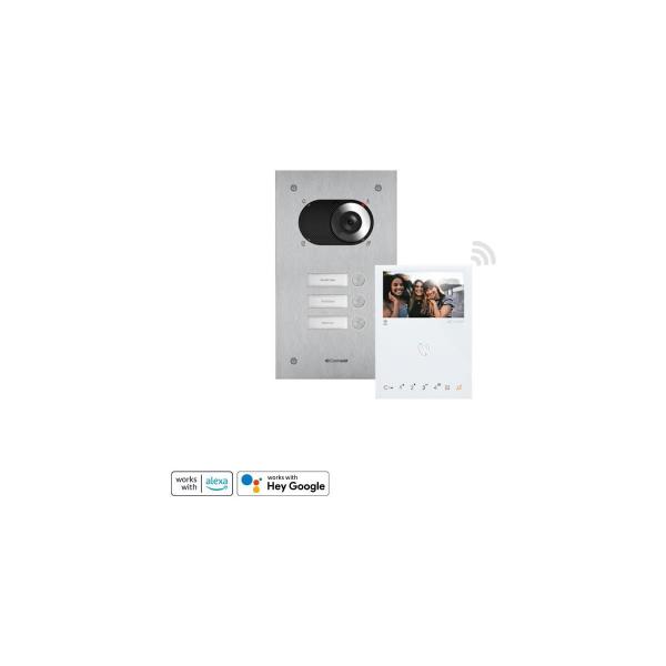 ARDEBO.de Comelit KVS2013 Dreifamilienhaus-Kit Switch 1xMonitorMini HF WiFi, 2-Draht