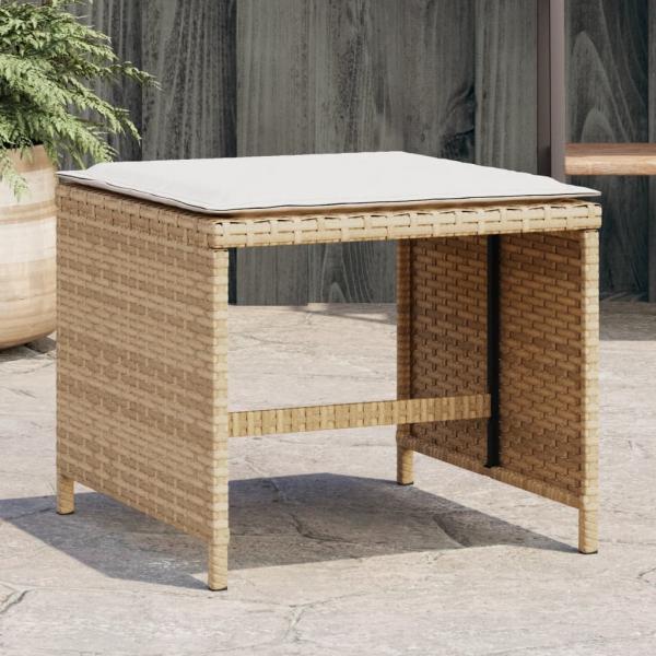 ARDEBO.de - Gartenhocker mit Kissen 4 Stk. Beige 41x41x36 cm Poly Rattan