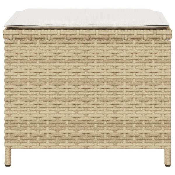 Gartenhocker mit Kissen 4 Stk. Beige 41x41x36 cm Poly Rattan