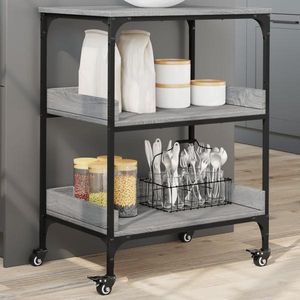 ARDEBO.de - Küchenwagen Grau Sonoma 60x41x80,5 cm Holzwerkstoff