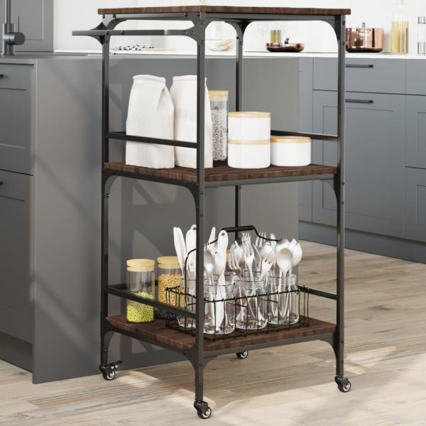ARDEBO.de - Küchenwagen Braun Eichen-Optik 60,5x50x105 cm Holzwerkstoff