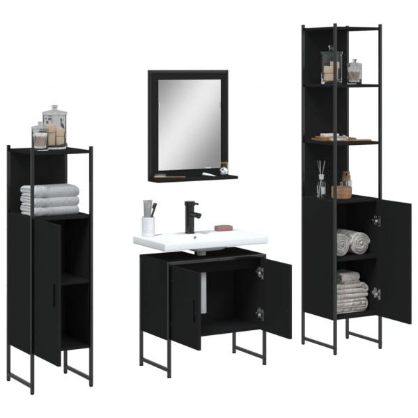 4-tlg. Badmöbel-Set Schwarz Holzwerkstoff