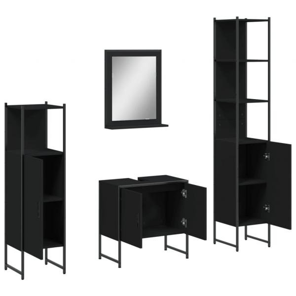 4-tlg. Badmöbel-Set Schwarz Holzwerkstoff