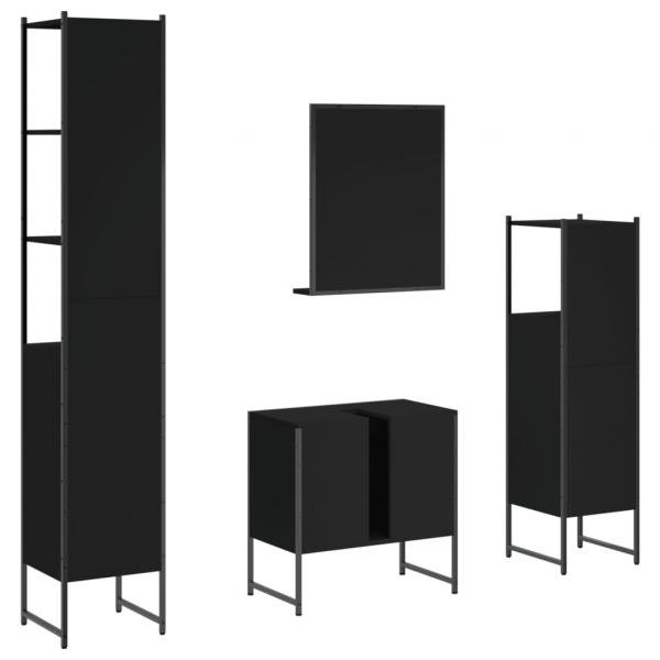 4-tlg. Badmöbel-Set Schwarz Holzwerkstoff