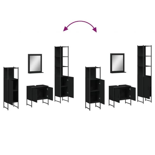 4-tlg. Badmöbel-Set Schwarz Holzwerkstoff