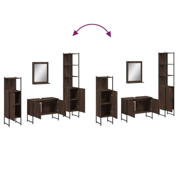 4-tlg. Badmöbel-Set Braun Eichen-Optik Holzwerkstoff