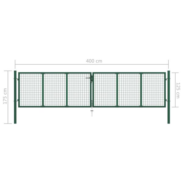Doppelstabmatten-Doppeltor Stahl 390x125 cm Grün