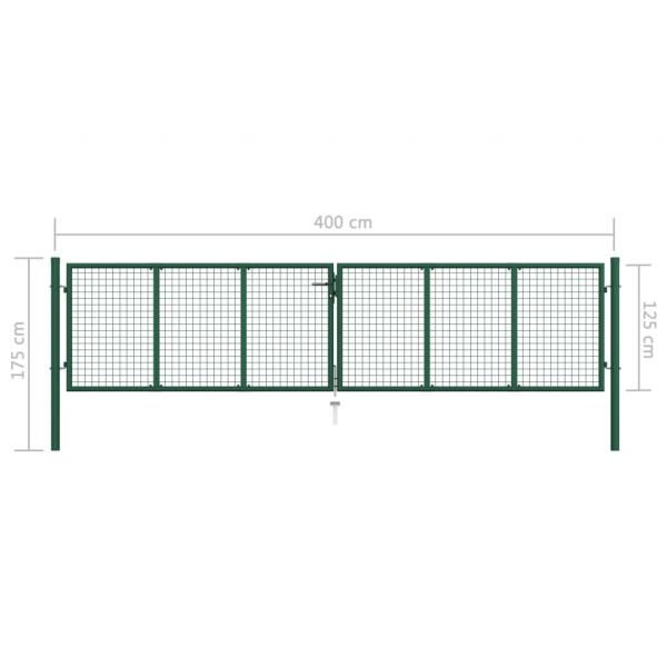 Doppelstabmatten-Doppeltor Stahl 390x125 cm Grün