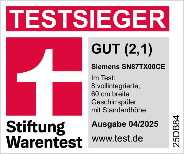 Siemens SN87TX00CE iQ700 Vollintegrierter Geschirrspüler, 60 cm breit, 14 Maßgedecke, aquaStop, Kindersicherung, VarioSchublade Pro, timeLight, emotionLight