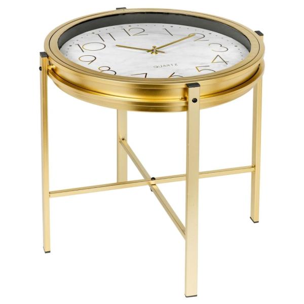 ARDEBO.de - Home&Styling Beistelltisch mit Uhr Golden
