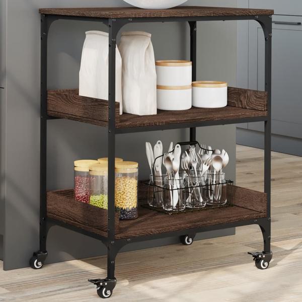 ARDEBO.de - Küchenwagen Braun Eichen-Optik 60x41x80,5 cm Holzwerkstoff