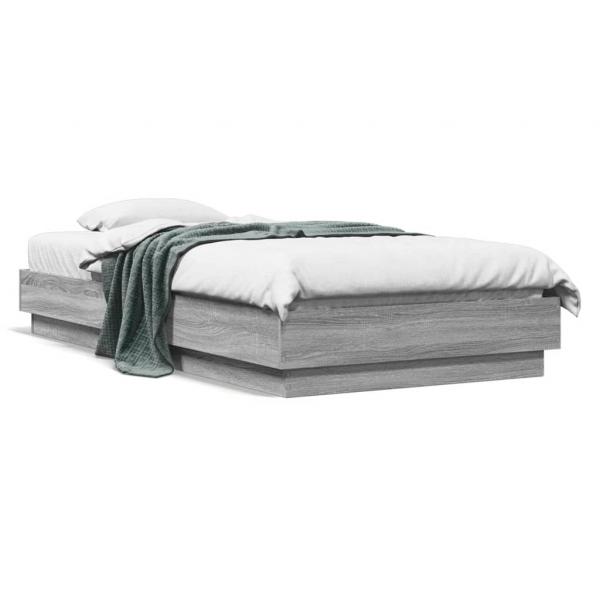 ARDEBO.de - Bettgestell mit LED Grau Sonoma-Eiche 90x190 cm