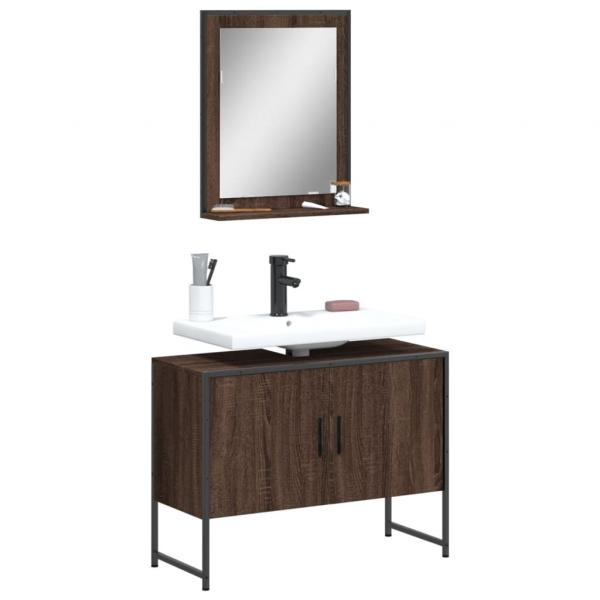 ARDEBO.de - 2-tlg. Badmöbel-Set Braun Eichen-Optik Holzwerkstoff