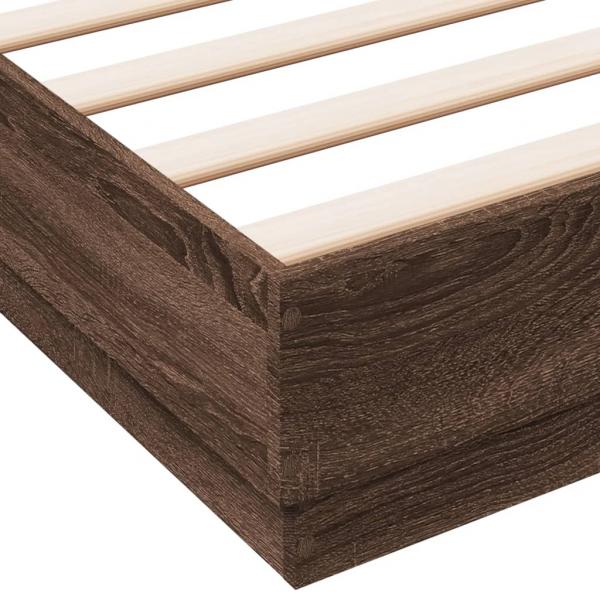 Bettgestell mit LED Braun Sonoma-Eiche 135x190 cm