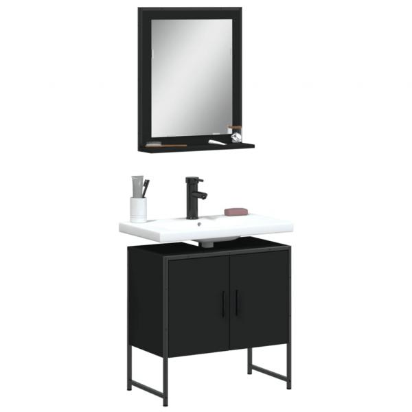 ARDEBO.de - 2-tlg. Badmöbel-Set Schwarz Holzwerkstoff
