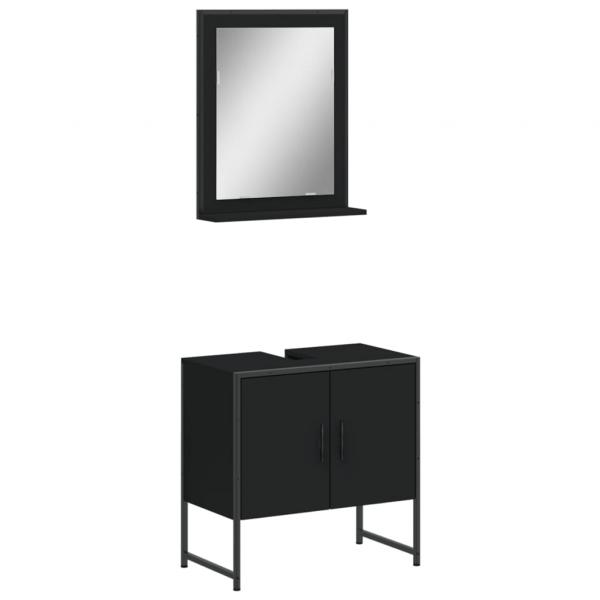 2-tlg. Badmöbel-Set Schwarz Holzwerkstoff