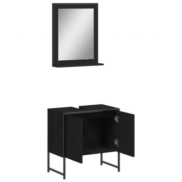 2-tlg. Badmöbel-Set Schwarz Holzwerkstoff