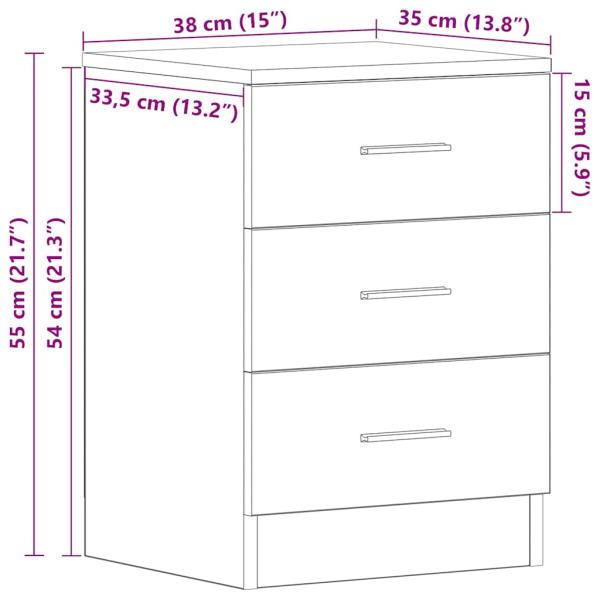 Nachttisch Grau Sonoma 38x35x56 cm Holzwerkstoff