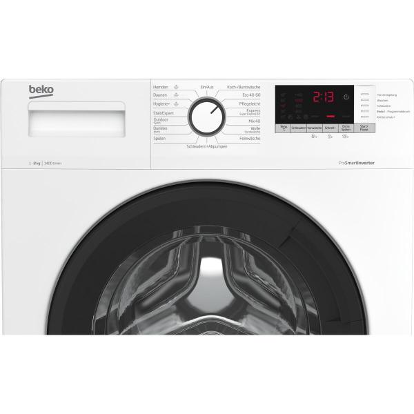 Beko WLM81434NPSA 8 kg Frontlader Waschmaschine, 60 cm breit, 1400 U/Min, Kindersicherung, StainExpert, 14-Min-Kurzprogramm, weiß