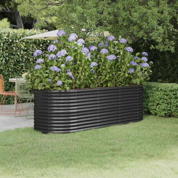ARDEBO.de - Hochbeet Pulverbeschichteter Stahl 224x80x68 cm Anthrazit