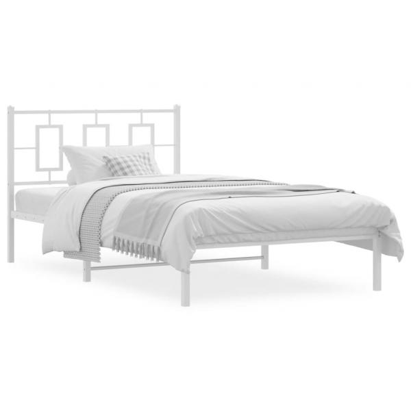 ARDEBO.de - Bettgestell mit Kopfteil Metall Weiß 107x203 cm
