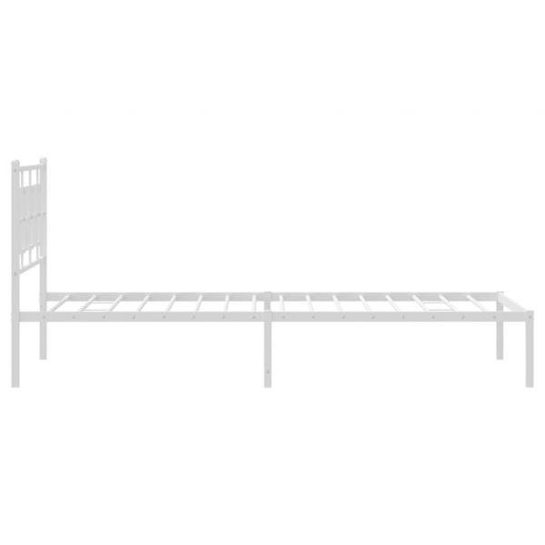 Bettgestell mit Kopfteil Metall Weiß 107x203 cm