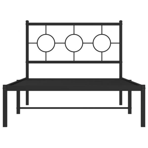 Bettgestell mit Kopfteil Metall Schwarz 100x190 cm