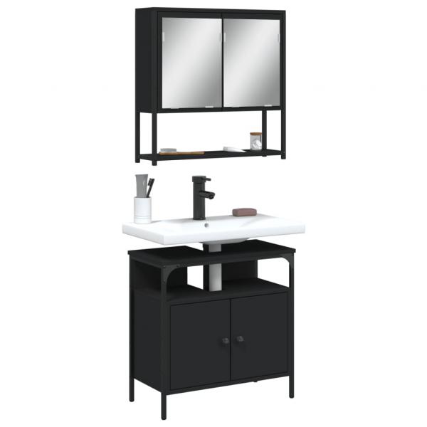 ARDEBO.de - 2-tlg. Badmöbel-Set Schwarz Holzwerkstoff