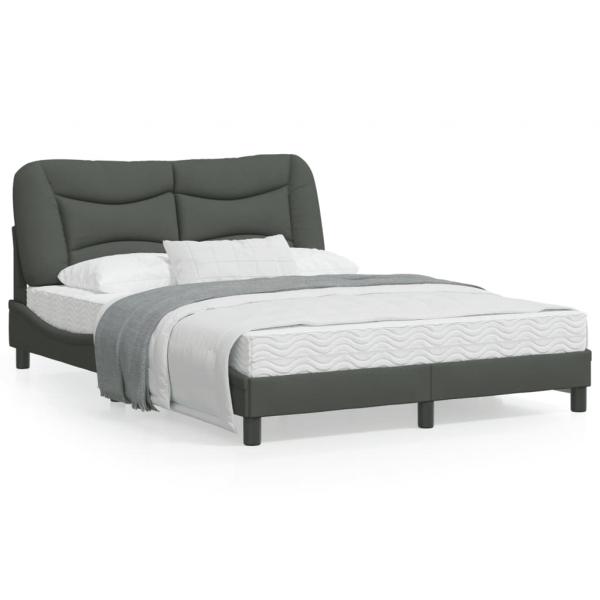 ARDEBO.de - Bettgestell mit Kopfteil Dunkelgrau 140x190 cm Stoff