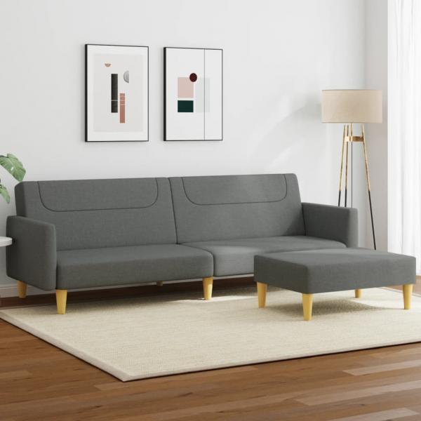 ARDEBO.de - Schlafsofa 2-Sitzer mit Fußhocker Dunkelgrau Stoff