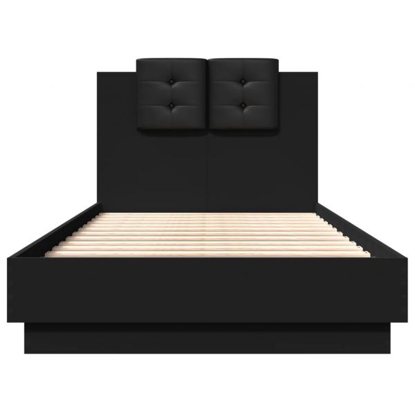 Bettgestell mit Kopfteil Schwarz 90x190 cm Holzwerkstoff