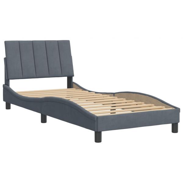 Bettgestell mit Kopfteil Dunkelgrau 90x190 cm Samt