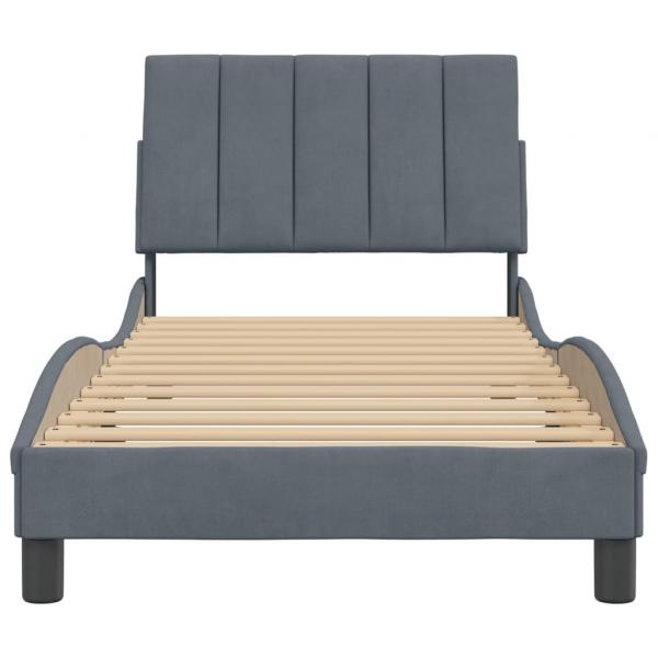 Bettgestell mit Kopfteil Dunkelgrau 90x190 cm Samt
