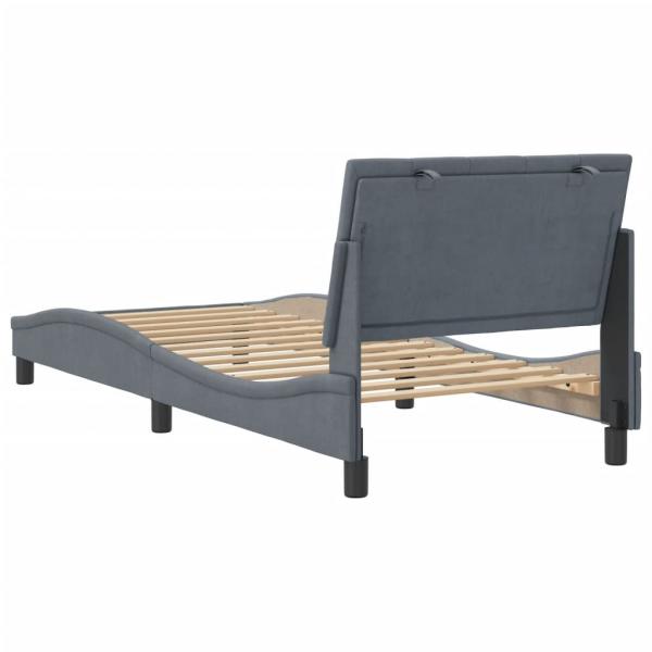 Bettgestell mit Kopfteil Dunkelgrau 90x190 cm Samt