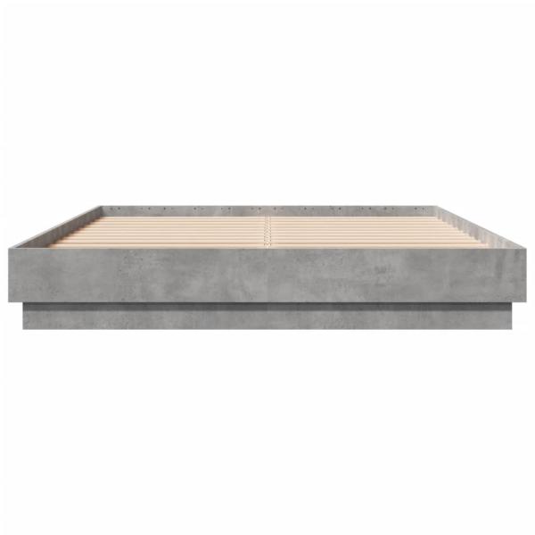 Bettgestell mit LED Betongrau 150x200 cm