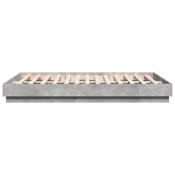 Bettgestell mit LED Betongrau 150x200 cm