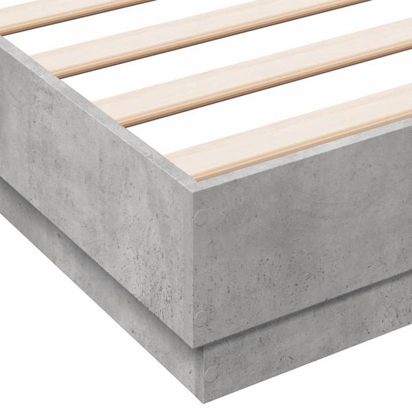 Bettgestell mit LED Betongrau 150x200 cm