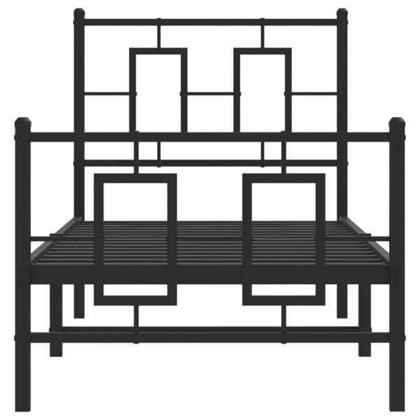 Bettgestell mit Kopf- und Fußteil Metall Schwarz 75x190 cm