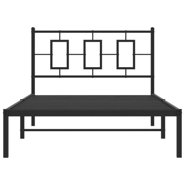 Bettgestell mit Kopfteil Metall Schwarz 107x203 cm