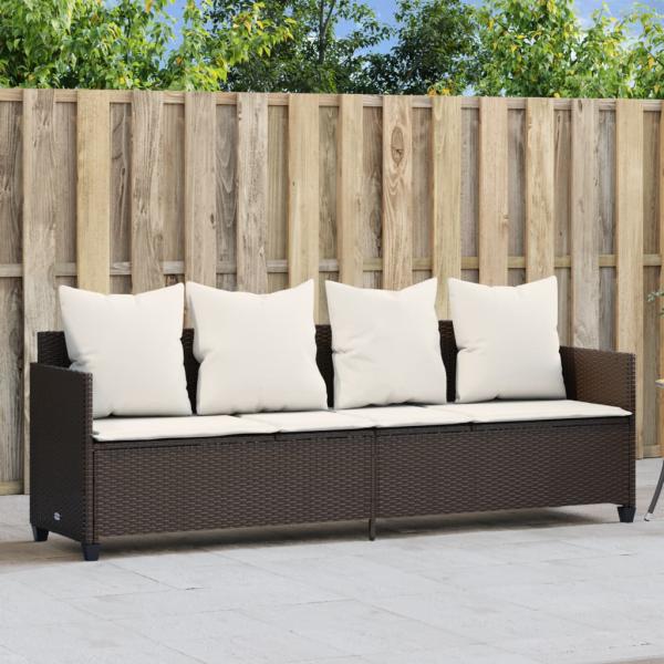 ARDEBO.de - Sonnenliege mit Kissen Braun Poly Rattan