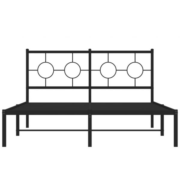 Bettgestell mit Kopfteil Metall Schwarz 140x190 cm