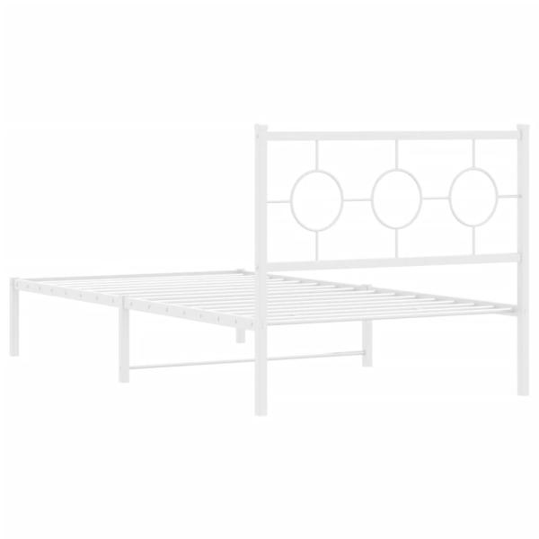 ARDEBO.de - Bettgestell mit Kopfteil Metall Weiß 100x200 cm