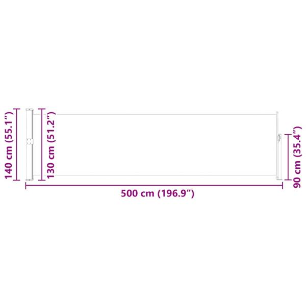 Ausziehbare Seitenmarkise 140×500 cm Braun