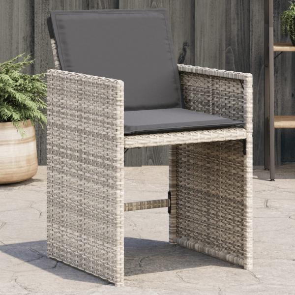 ARDEBO.de - Gartenstühle mit Kissen 4 Stk. Hellgrau Poly Rattan