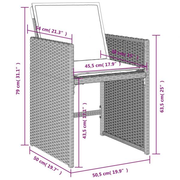 Gartenstühle mit Kissen 4 Stk. Hellgrau Poly Rattan