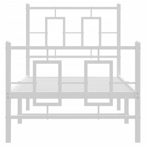 Bettgestell mit Kopf- und Fußteil Metall Weiß 75x190 cm
