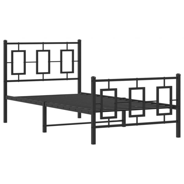 ARDEBO.de - Bettgestell mit Kopf- und Fußteil Metall Schwarz 90x190 cm