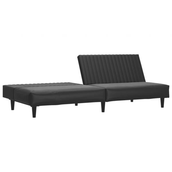 Schlafsofa 2-Sitzer Schwarz Kunstleder